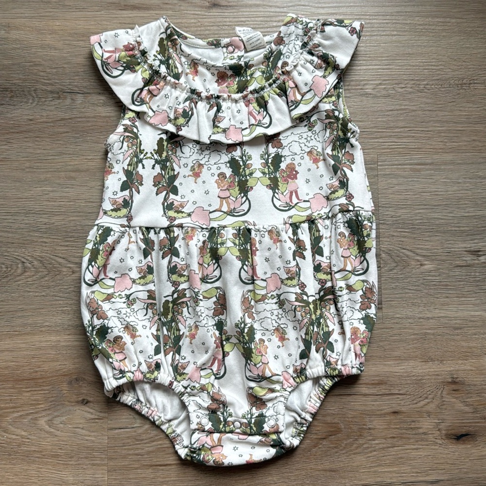NWOT - Kate Quinn Floral Print Romper - Pink and Green